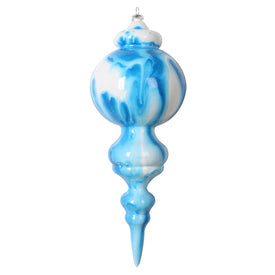 10" Blue/White Marble Finial Ornaments 2 Per Bag