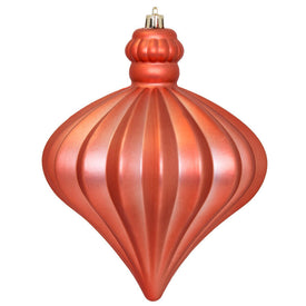 6" Coral Matte Onion Drop Ornaments with Drilled and Wired Caps 4 Per Bag
