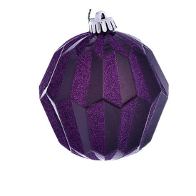 5" Plum Glitter Faceted Ball Ornaments 3 Per Pack