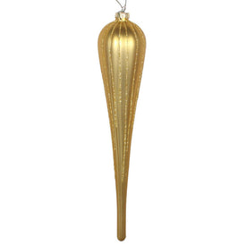 11" Gold Matte Glitter Drop Ornaments 3 Per Bag