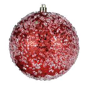 10" Red Glitter Hail Ball Ornament