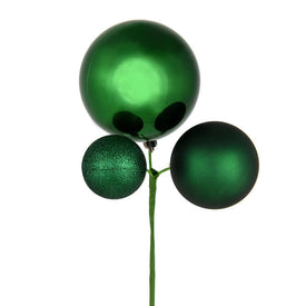 18" Emerald Ball Ornament Picks 3 Per Bag