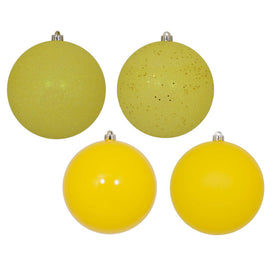 1.6" Yellow Four-Finish Ball Christmas Ornaments 96 Per Box