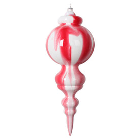 10" Red/White Marble Finial Ornaments 2 Per Bag