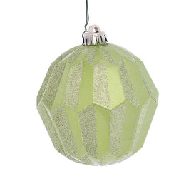 5" Celadon Glitter Faceted Ball Ornaments 3 Per Pack