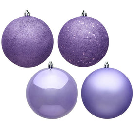 3" Lavender Four-Finish Ball Christmas Ornaments 16 Per Box