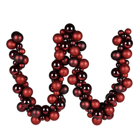 6' Burgundy Assorted Ball Ornaments Garland