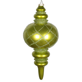 13" Lime Candy Glitter Net Finial Ornament