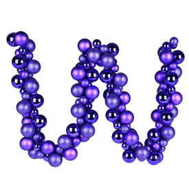 6' Purple Assorted Ball Ornaments Garland