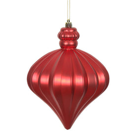 6" Red Matte Onion Drop Ornaments with Drilled and Wired Caps 4 Per Bag