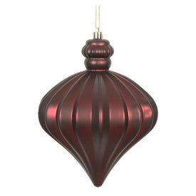 6" Burgundy Matte Onion Drop Ornaments with Drilled and Wired Caps 4 Per Bag