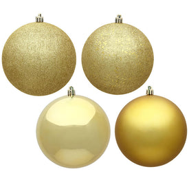 2.4" Gold Four-Finish Ball Christmas Ornaments 24 Per Box