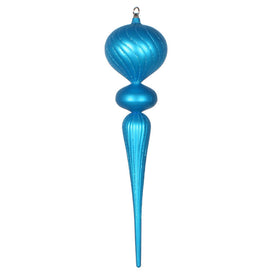 25" Turquoise Matte Glitter Finial Ornament