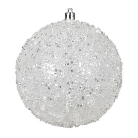 6" White Glitter Hail Balls Ornaments 4 Per Bag