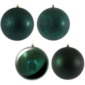 6" Midnight Green Four-Finish Ball Christmas Ornaments 4 Per Box