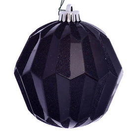 5" Black Glitter Faceted Ball Ornaments 3 Per Pack