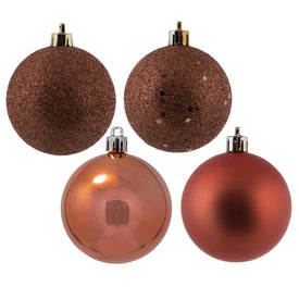 2.4" Coral Four-Finish Ball Christmas Ornaments 24 Per Box