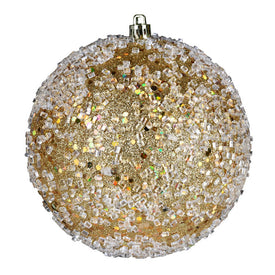6" Gold Glitter Hail Balls Ornaments 4 Per Bag