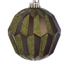 5" Olive Glitter Faceted Ball Ornaments 3 Per Pack