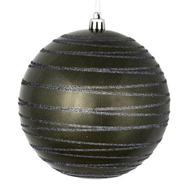 6" Pewter Candy Finish Ball with Glitter Lines 3 Per Bag
