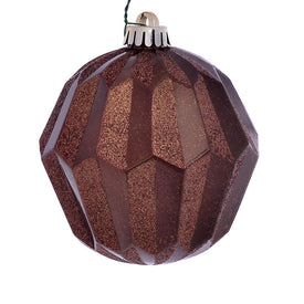 5" Mocha Glitter Faceted Ball Ornaments 3 Per Pack