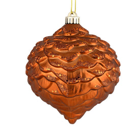 6" Copper Glitter Pine Cone Ornaments 6 Per Bag
