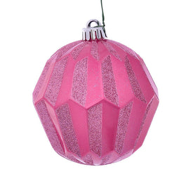5" Mauve Glitter Faceted Ball Ornaments 3 Per Pack