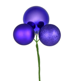 18" Purple Ball Ornament Picks 4 Per Bag