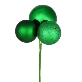 18" Green Ball Ornament Picks 4 Per Bag