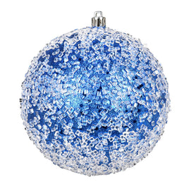 6" Blue Glitter Hail Balls Ornaments 4 Per Bag