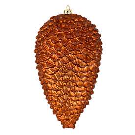 10" Copper Matte Glitter Pine Cones 2 Per Box