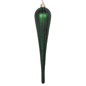 11" Emerald Matte Glitter Drop Ornaments 3 Per Bag