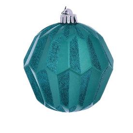 5" Teal Glitter Faceted Ball Ornaments 3 Per Pack