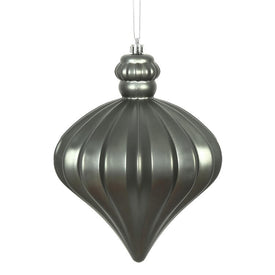 6" Pewter Matte Onion Drop Ornaments with Drilled and Wired Caps 4 Per Bag