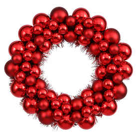 12" Red Shiny/Matte Ball Wreath
