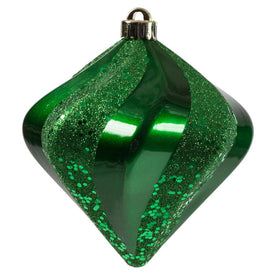6" Green Swirl Diamond Candy Christmas Ornaments 3 Per Bag