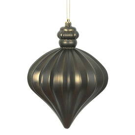 6" Gunmetal Matte Onion Drop Ornaments with Drilled and Wired Caps 4 Per Bag