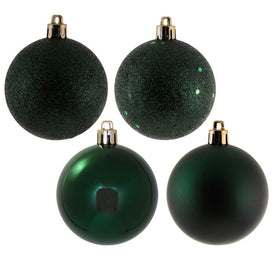 2.4" Midnight Green Four-Finish Ball Christmas Ornaments 24 Per Box