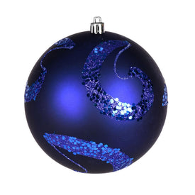 4.75" Cobalt Blue Matte Sequin Swirls Christmas Ornaments 4 Per Bag