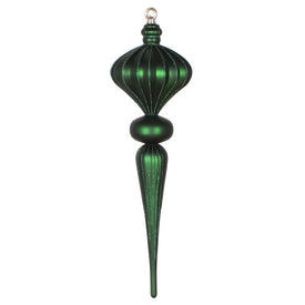 21" Emerald Matte Glitter Finial Ornament