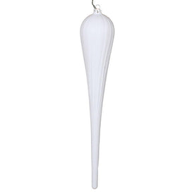 15.75" White Matte Glitter Drop Ornaments 2 Per Bag