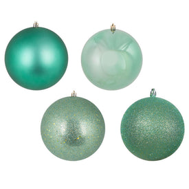 2.4" Seafoam Four-Finish Ball Christmas Ornaments 24 Per Box