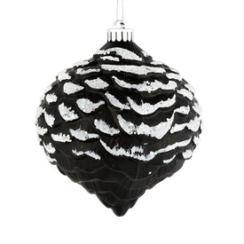 6" Black Glitter Pine Cone Ornaments 6 Per Bag
