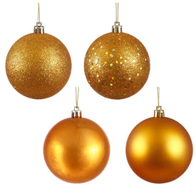 3" Antique Gold Four-Finish Ball Christmas Ornaments 16 Per Box