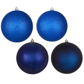 3" Midnight Blue Four-Finish Christmas Ornaments 16 Per Box