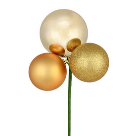 18" Gold Ball Ornament Picks 4 Per Bag