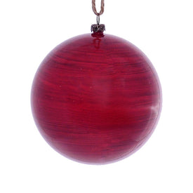 4" Red Wood Grain Ball Ornaments 6 Per Pack