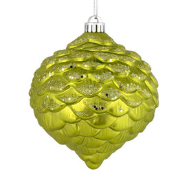 6" Lime Glitter Pine Cone Ornaments 6 Per Bag