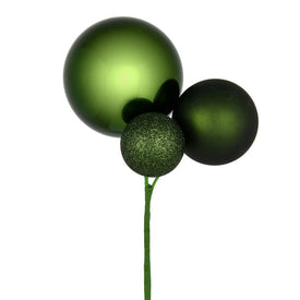 18" Moss Green Ball Ornament Picks 3 Per Bag