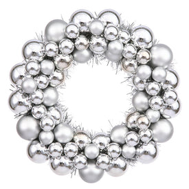 12" Silver Shiny/Matte Ball Wreath